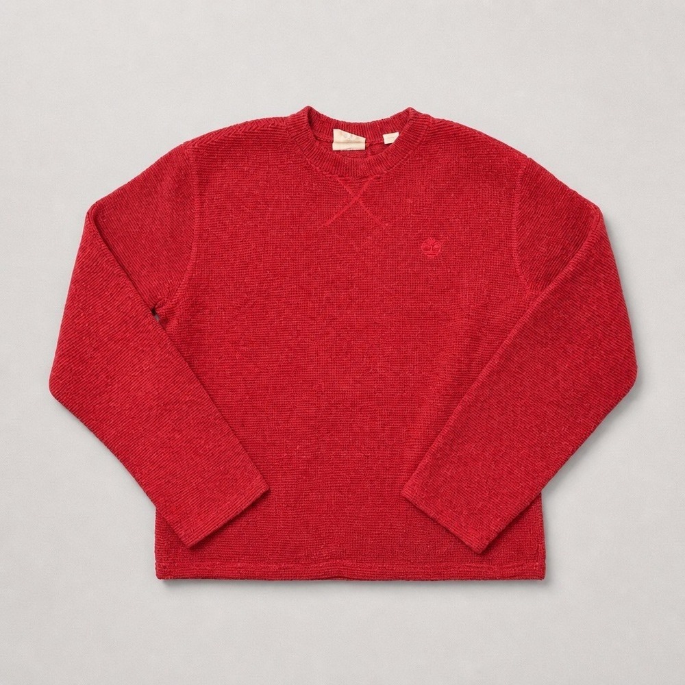 Timberland Stratham Issue Mens Red Textured Knit Crewneck Sweater Large T03885